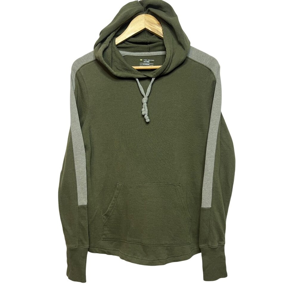 Tek Gear Dry Tek Olive Green & Gray Men's Hoodie Sweatshirt S Outdoors Hiking - Picture 1 of 11